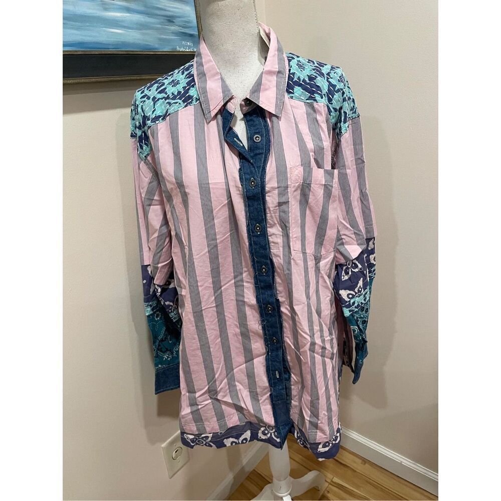 New Free  People Wild Dunes Stripe Shirt Size XS new - Picture 4 of 9